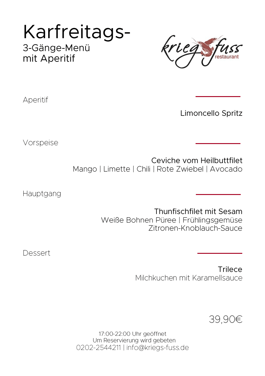 kriegsfuss Karfreitags Menü